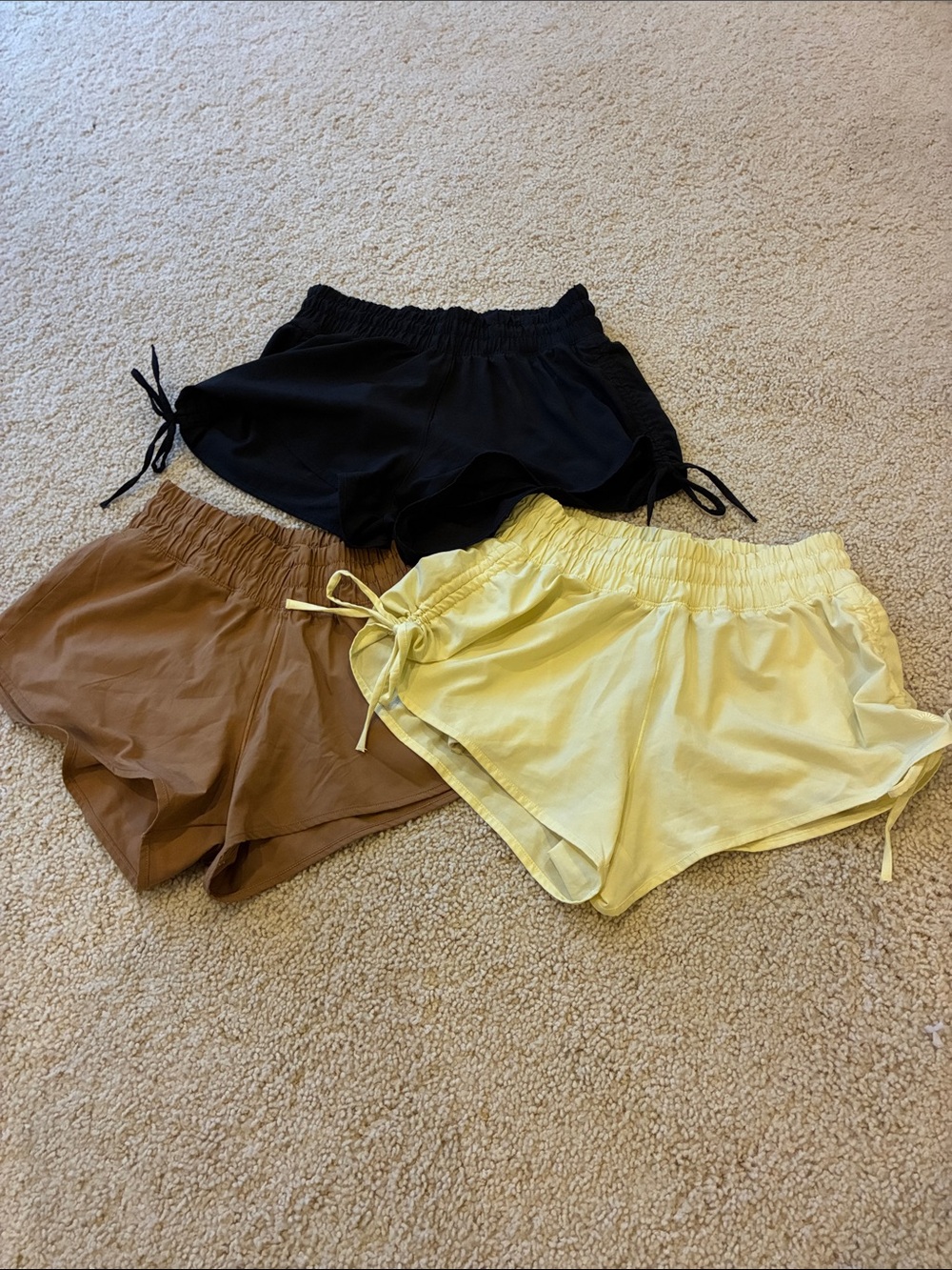 Aerie Offline XXS Women’s Athletic Elastic Waist Shorts - Black, Brown, Yellow